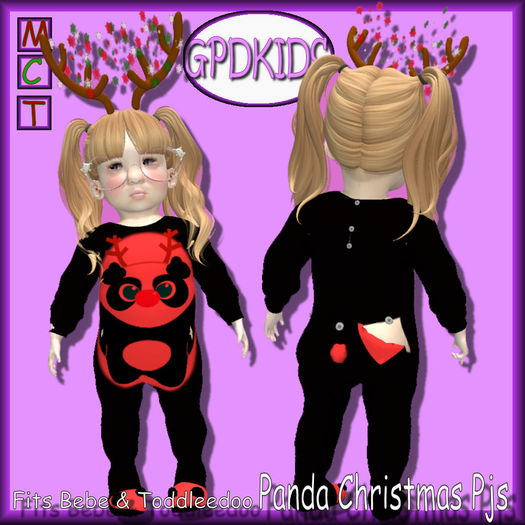 GPDKIDS Panda Christmas Pjs Red
