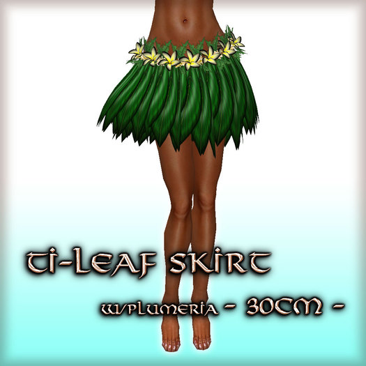 * Charmed * Hula Ti-Leaf Skirt w/Plumeria (30cm) Onyx