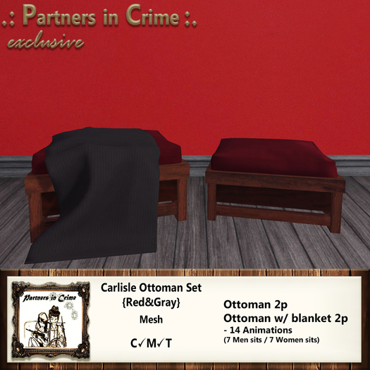 Carlisle Ottoman Set {Red&Gray}