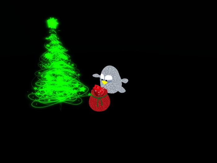 Mesh Christmas decoration with Animated Penguin&Christmas tree