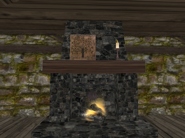 Cobble rustic fireplace - warm hands animation