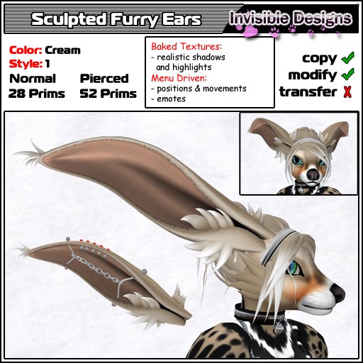 Invisible Designs - Sculpted Furry Ears 1 cream