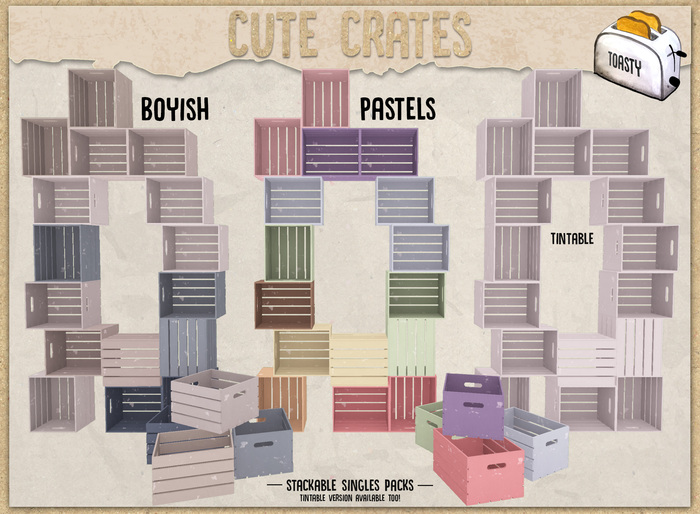 [Toasty] Cute Crates Stack - Pastels