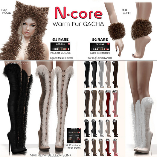 20. N-core VALKYRIE Fur Boots (Knee) PINK