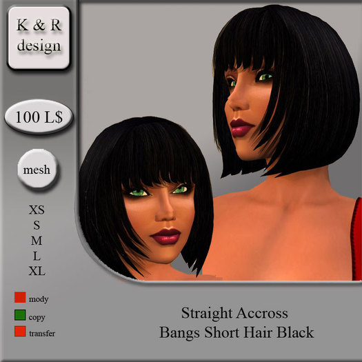 demo Straight Accross Bangs Short Hair Black