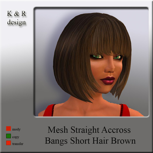 Straight Accross Bangs Short Hair Brown