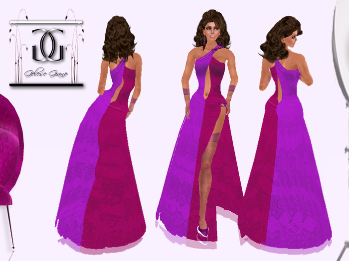 BIANNCA PURPLE FUSHIA  LACE  GOWN - By Gelese Giano