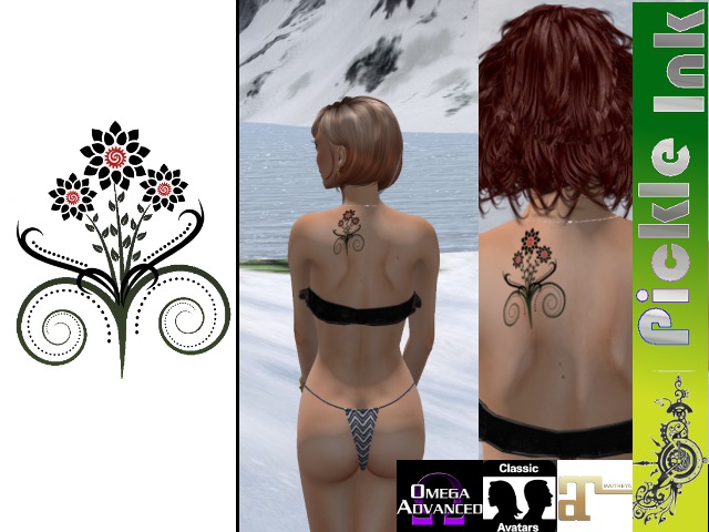 Pickle Ink - Gear Flowers Back Tattoo