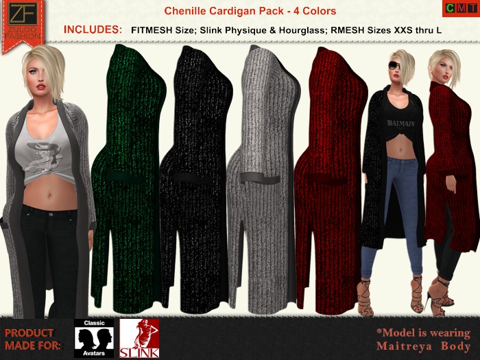Zuloo - Chenille Cardigan Pack - Fitmesh & Rigged