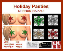 *MM* Holiday Snowflake Pasties - In Red, Green, Silver & Gold - Maitreya, Slink, Belleza