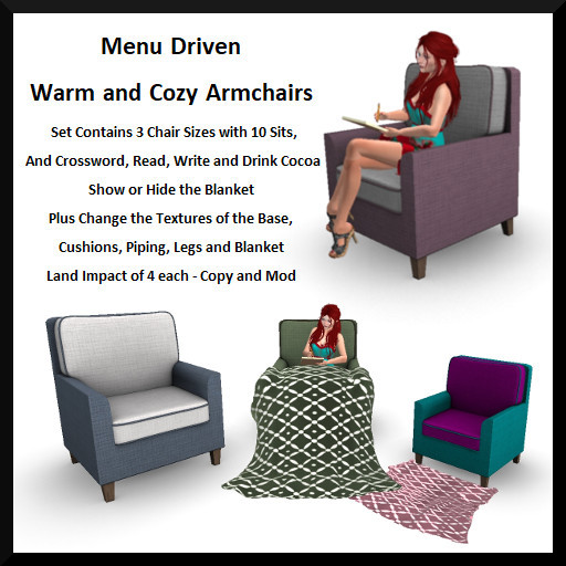 Menu Driven Warm and Cozy Armchairs