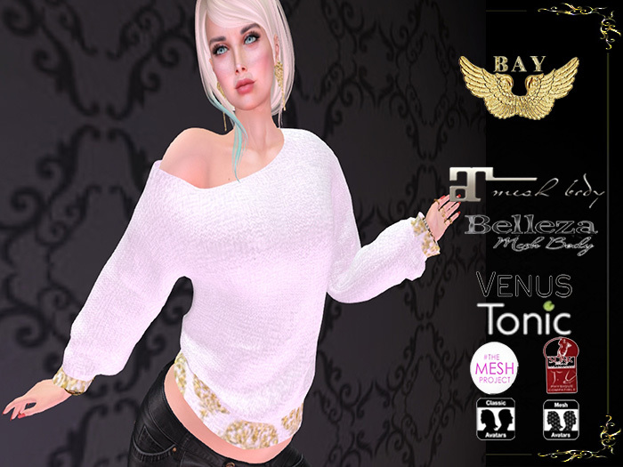 BAY  Shoulder Sweater WHITE  , GOLD
