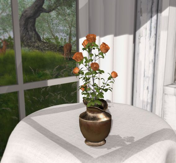 Aphrodite -  1 Prim - Roses Vase "Orange"