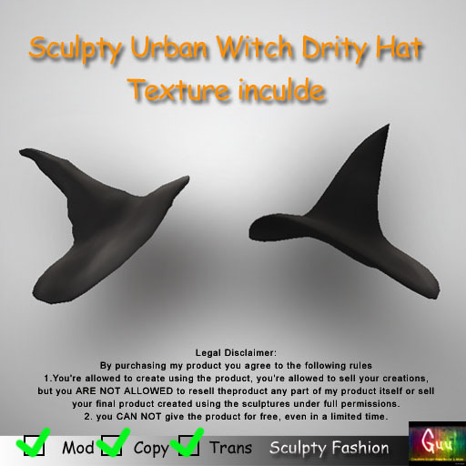 -=((Guu))=- Sculpt Drity Witch Hat [BOXED] / SCULPT MAP & Texture shadow
