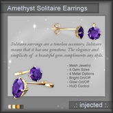 .:Injected:. Solitaire Stud Earrings - Amethyst 