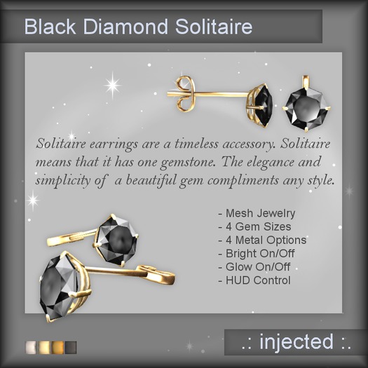 	.:Injected:. Solitaire Stud Earrings - Black Diamond 