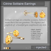 .:Injected:. Solitaire Stud Earrings - Citrine