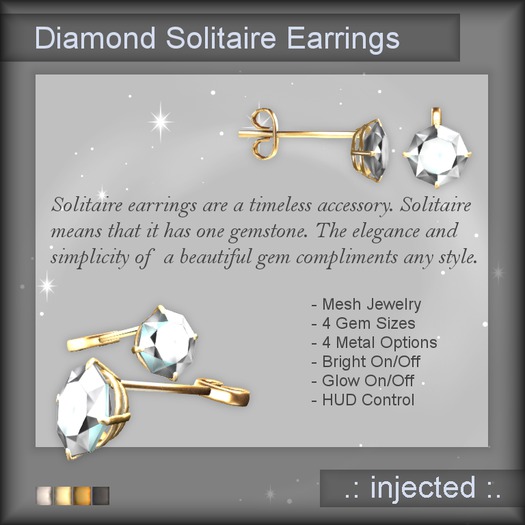 .:Injected:. Solitaire Stud Earrings - Diamond 
