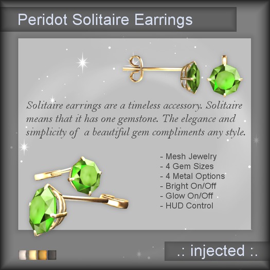 .:Injected:. Solitaire Earrings - Peridot *