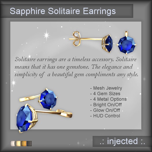 .:Injected:. Solitaire Stud Earrings - Sapphire