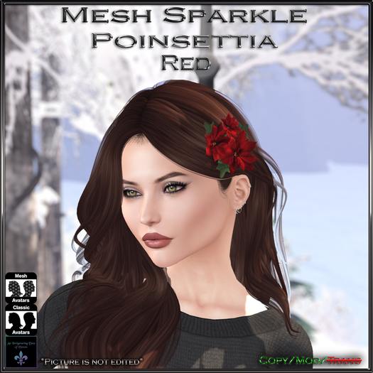 ~~{@BRV@}~~ Sparkle Mesh Hair Poinsettia - Red {Boxed}