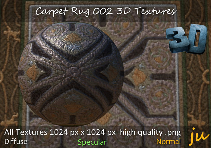 Level Fun Rug Texture Second Life Marketplace - JU Carpet Rug 002 3D Textures Full Perm