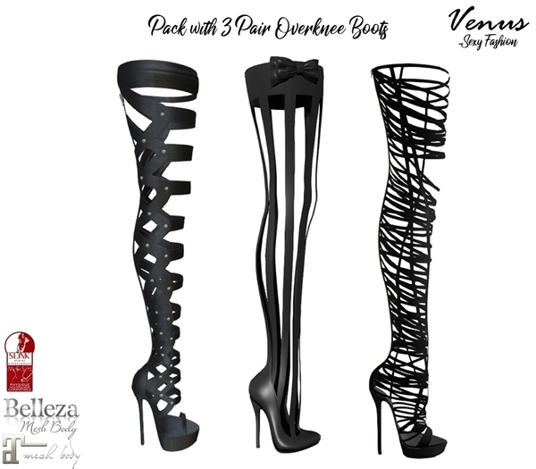 ~Vs~ 3 Pair Overknee Boots Pack
