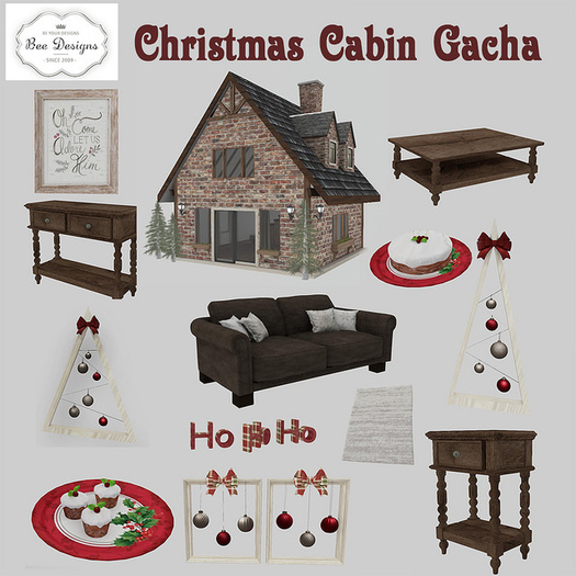 Bee designs Christmas Cabin Gacha Mini fruit Cakes
