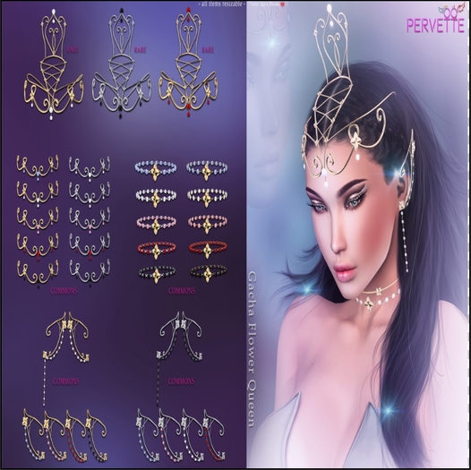 *PerveTTe* Set Flower Queen [Crown Silver] [Black] - RARE
