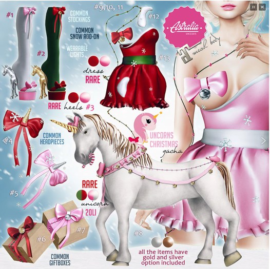 Astralia - Unicorns Christmas (Headpiece) Red
