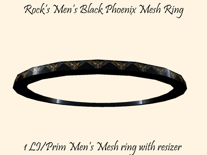 Rock's Men's Mesh Black Phoenix Ring (Boxed)