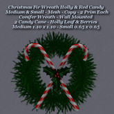 Christmas Fir Wreath Holly & Red Candy Med & Sm