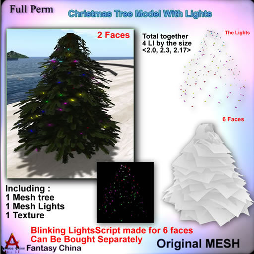 Full Perm Christmas Tree Model with Lights 