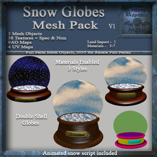 Second Life Marketplace - Snow Globes V1 Mesh Kit, Holiday Crystal ...