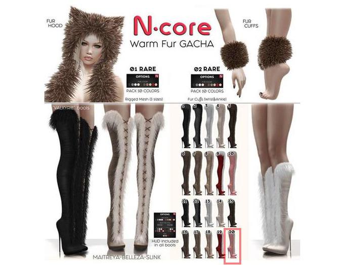 20. N-core VALKYRIE Fur Boots (Knee) PINK