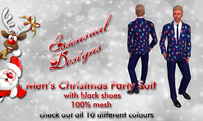!Essensual Designs Men's Christmas Party Suit Blue Lights