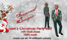 !Essensual Designs Men's Christmas Party Suit:Green Ornament