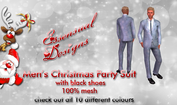 !Essensual Designs Mens Christmas Party Suit Blue Frost