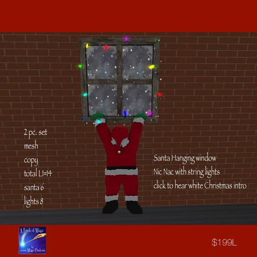 Santa Hanging from Window-Xmas Sac