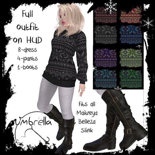 [u] Yarn Bomb Cozy Sweater Dress FATPACK & leggings & boots Women's Trendy Fashion outfit Maitreya Belleza Slink Omega