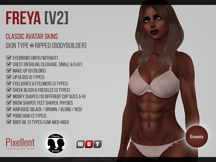 Pixellent : Freya - Classic Skin - Ripped (Bodybuilder) - Brownie