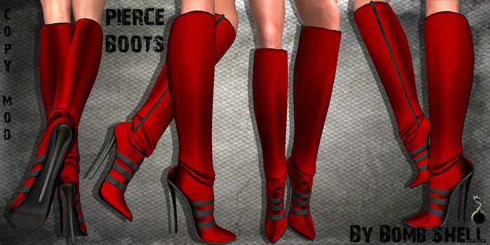 :::Bomb Shell::: PIERCE Boots In Red
