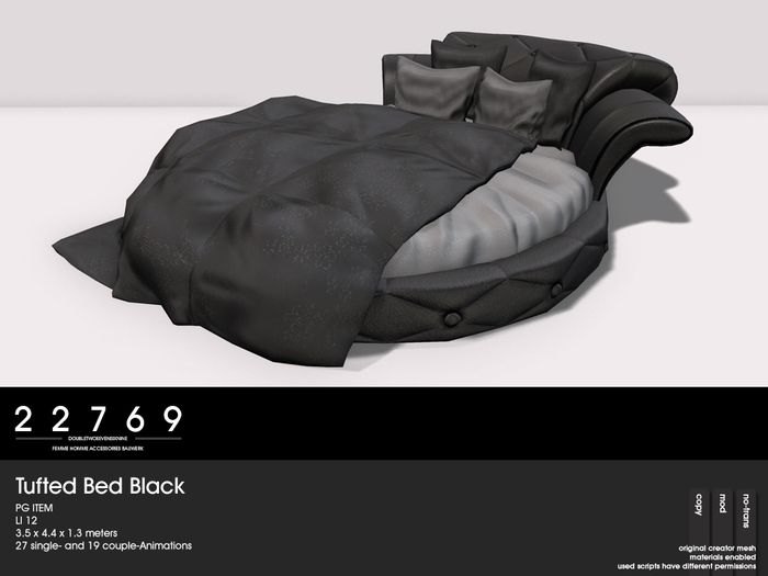 22769 - Tufted Bed Black - PG