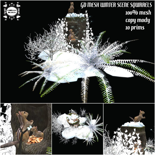 GD MESH WINTER SCENE SQUIRRELS