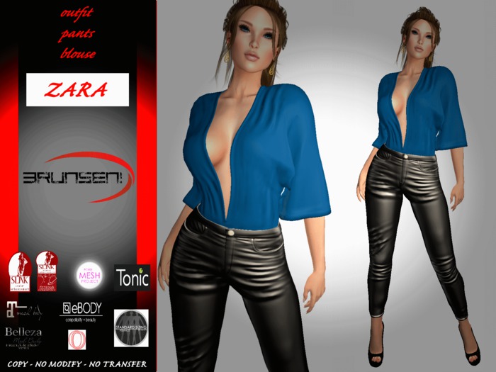 Brunsen! Zara Elegant Outfit Pants Blouse Blue