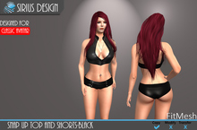 Sirius Design Snap Up Top and Booty Shorts Black Boxed