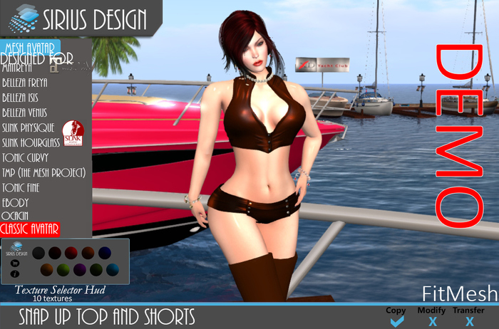 Sirius Design-Snap Up Top & Booty Short Set Boxed==DEMO==