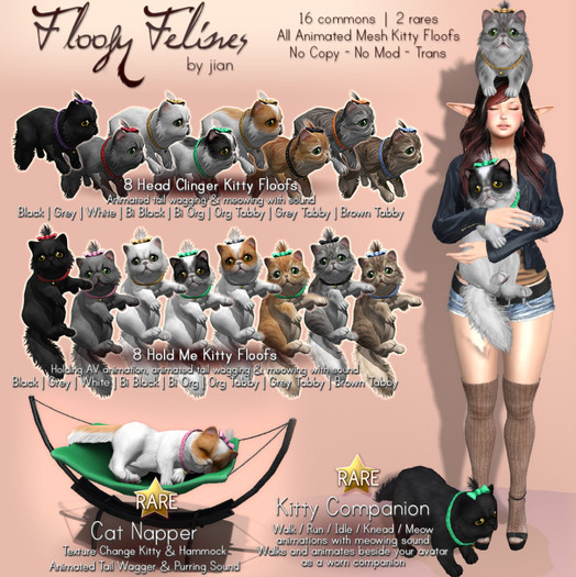 JIAN Floofy Felines :: Head Clinger - Grey Tabby (BOX)
