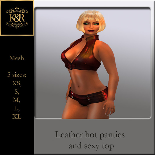 Leather hot panties and sexy top red