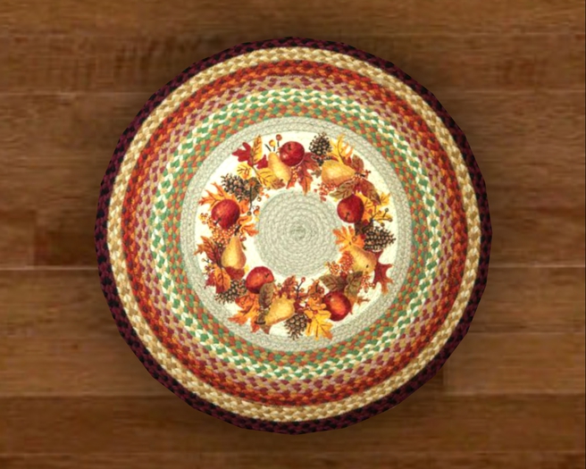 Mesh Round Braided Fall Wreath Rug w/Shadow